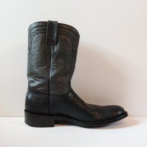 Sedona West Lizard Cowboy Boots Men Sz 10D Black